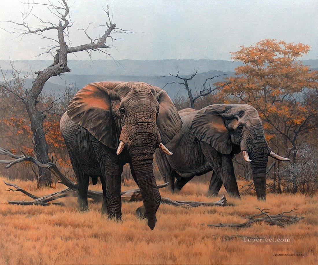 Savanne Elefanten Ölgemälde